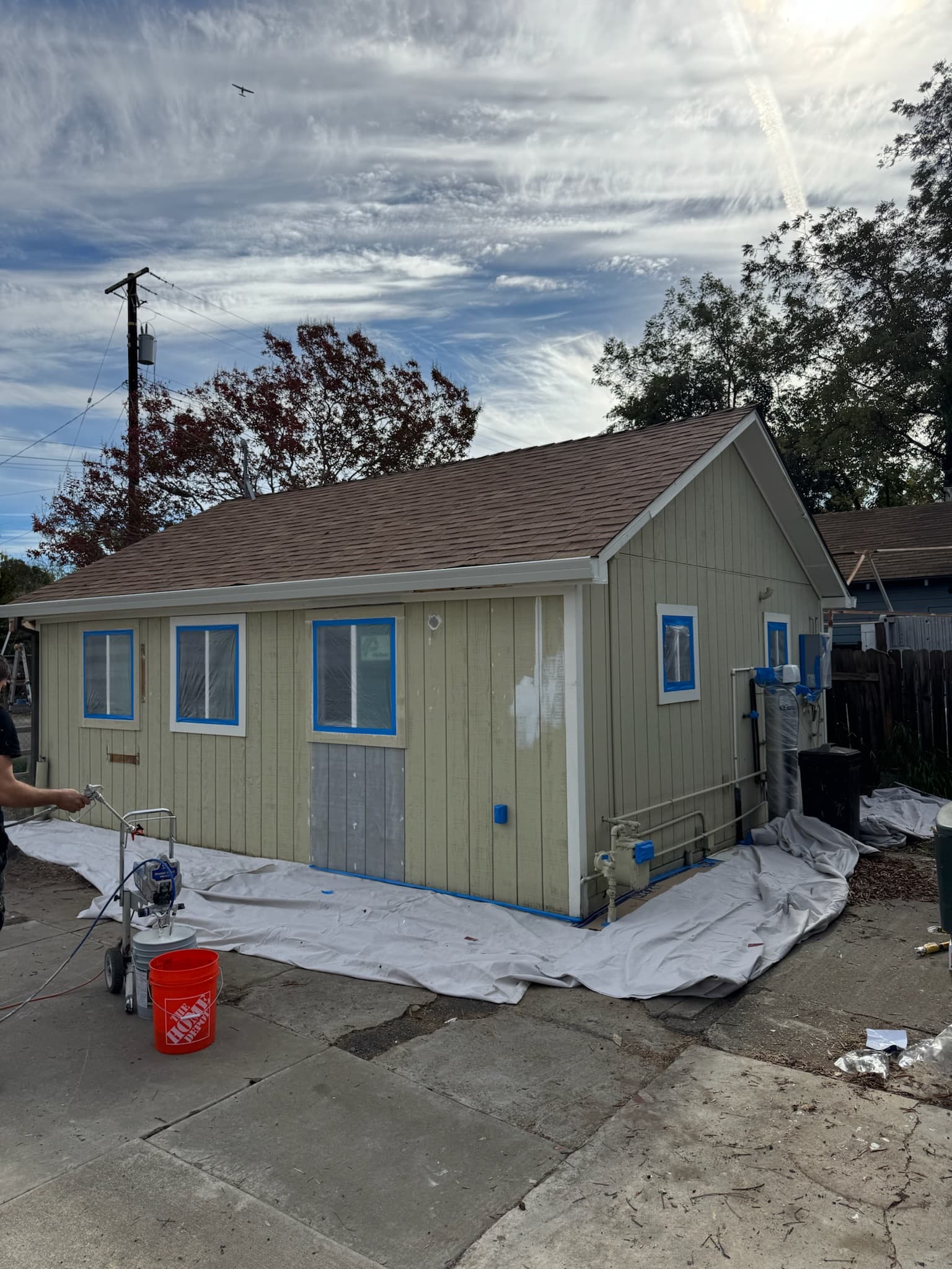 Sacramento ADU exterior painting before and after – before construction